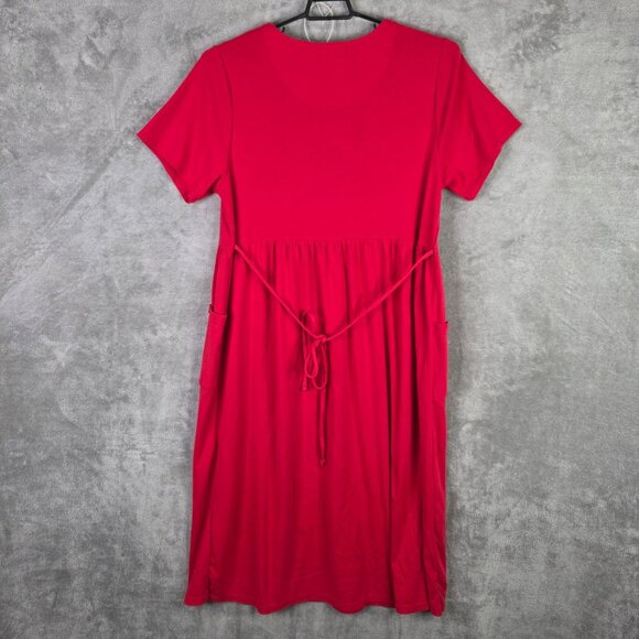 Womens White Stag Red Stretch Dress Short Sleeve Polyester Cotton Blend 16W - Picture 7 of 10